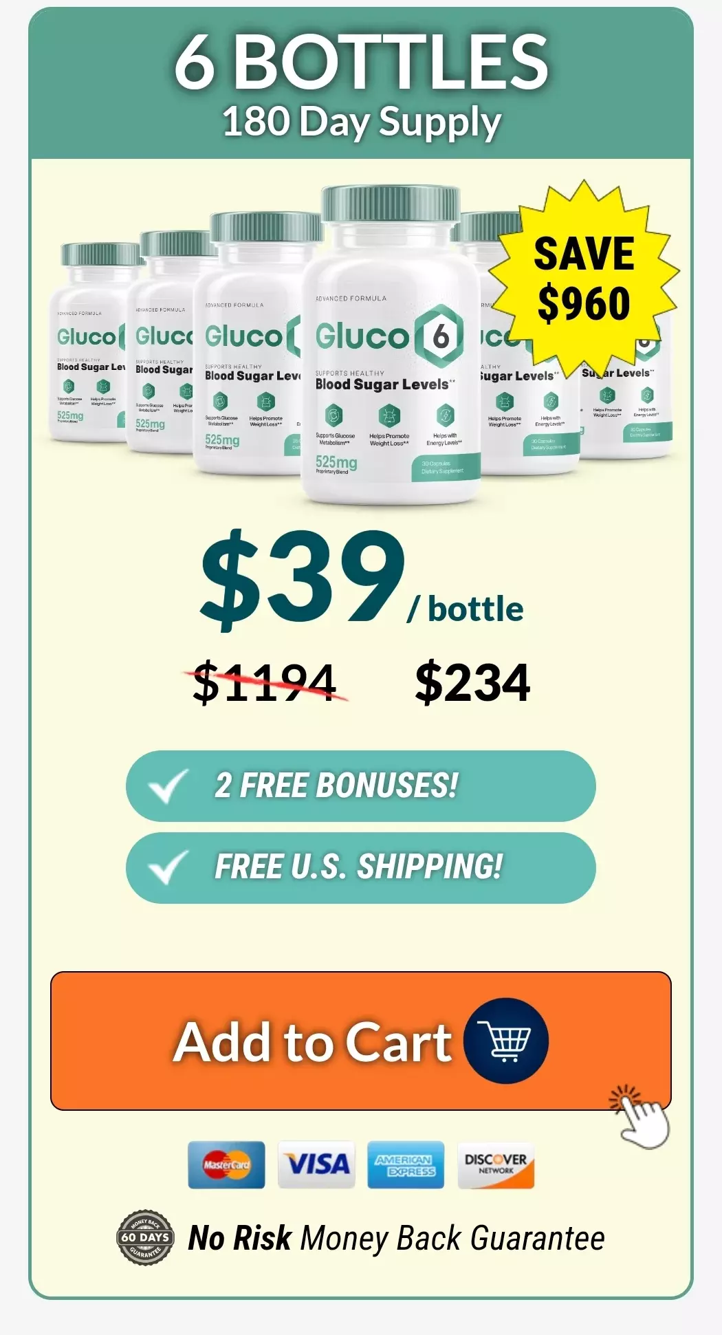 Gluco6™ 6 bottles pricing